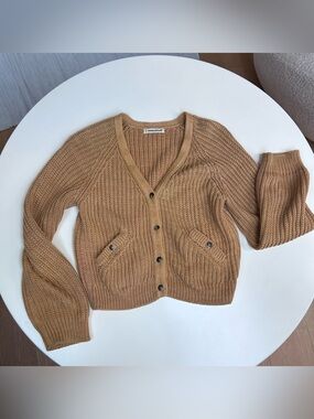 Misha and Puff caramel ribbed cotton cardigan 9/10y